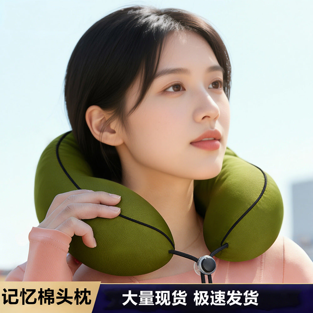 Memory Foam U-Shaped Travel Neck Pillow for Airplane and Car
