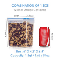 12-Piece Cereal and Grain Storage Container Set with Airtight Lids, Transparent Food-Grade PP