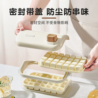 Double-Layer Ice Cube Tray with Press-Type Ice Maker, Food-Grade Storage Box with Lid and Scoop, Large Capacity for Refrigerator