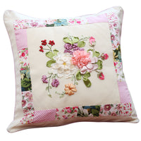 DIY Ribbon Embroidery Pillow Cover Kit - European Floral Design