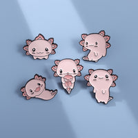 Cute Axolotl Animal Alloy Brooch Pin Cartoon Salamander Lapel Pin for Clothing and Bags