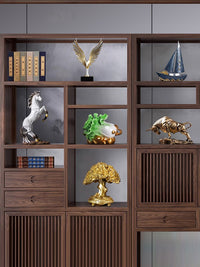 2024 New Chinese Style Office Decor Light Luxury Home Bookshelf Living Room Wine Cabinet Ornaments Crafts