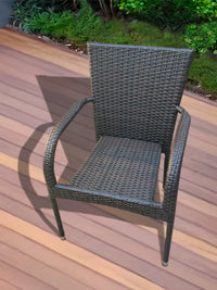 Outdoor Wicker Rattan Armchair for Patio Balcony Garden, Heavy-Duty Steel Frame