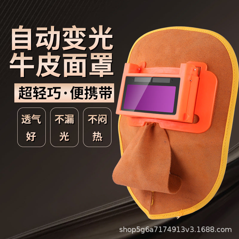 Cowhide Auto-Darkening Welding Helmet with Solar Power