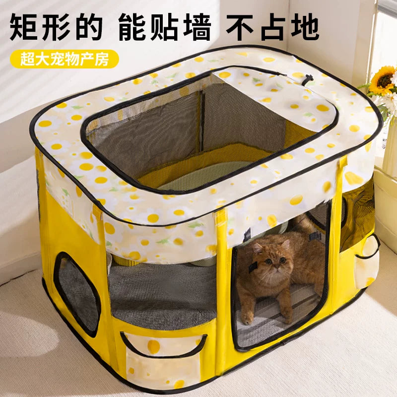 Cat Birthing Den Tent with Whelping Kit, Enclosed Maternity Nest for Cats