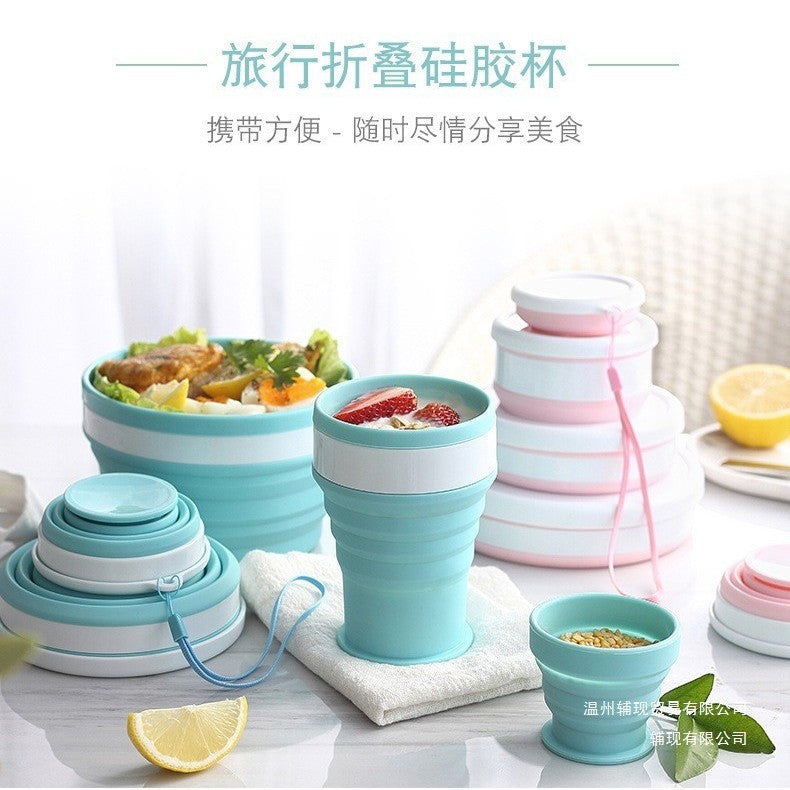 Collapsible Silicone Bowl and Cup Set for Travel, Picnic, and Outdoor Activities