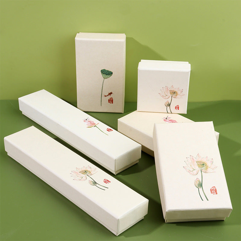 Vintage Chinese Style Lotus Jewelry Gift Box with Handle Bag for Hairpins Bracelets Necklaces