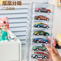 Kameido Alloy Toy Car Display Case with Dustproof Cover, 8-Grid Transparent Storage Box
