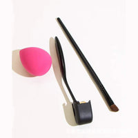 Flexible Toothbrush-Style Foundation Brush Set with Angled Eyeshadow Brush and Beauty Blender