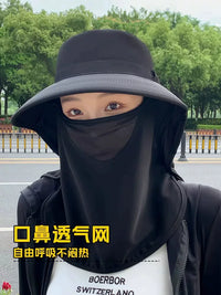 UV Protection Sun Hat with Neck Flap and Face Mask for Summer Outdoor Activities