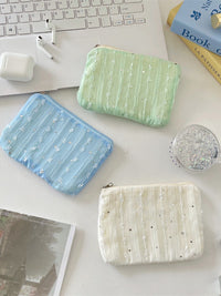 Sequined Chiffon Flower Coin Purse Key Pouch for Women