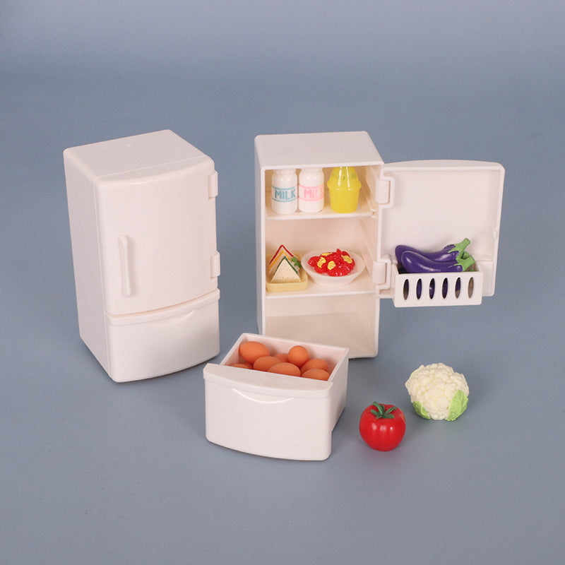 Dollhouse Miniature Refrigerator Toy for Kids, Pretend Play Food Accessories