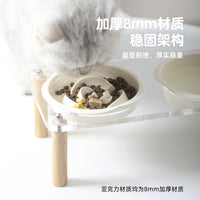 Ceramic Pet Bowl Set with Elevated Stand for Cats and Dogs, Slow Feeder and Water Bowls, Anti-Vomit, Neck Protection
