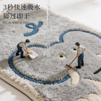 Cartoon Elephant Tufted Bath Mat Absorbent Non-Slip Thick Plush Bathroom Rug