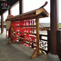 Outdoor Wooden Wishing Pavilion for Temples & Scenic Spots, Wind Chime Display Stand