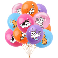 Cat Theme Birthday Party Decoration Set with Banner, Cake Toppers, and Balloons