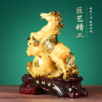 Resin Galloping Horse Figurine for Home and Office Decor, Feng Shui Prosperity Gift