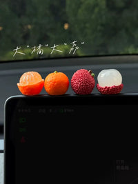 2026 New Year Lychee & Orange Car Dashboard Ornament Set for Office & Home Decor