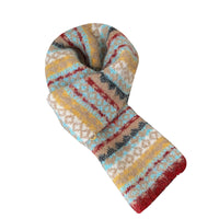 Fair Isle Colorblock Knitted Scarf for Women, Warm Retro Winter Neck Warmer