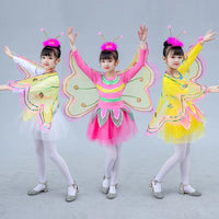 Kids' Butterfly Dance Costume for Girls - Yellow Tulle Performance Dress