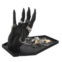 Gothic Demon Hand Jewelry Holder, Twisted Skeleton Finger Display Stand for Dressing Table
