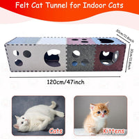 DIY Felt Cat Tunnel and Bed Cube Set - Foldable Multi-Combination Cat Toy with Scratch Pad