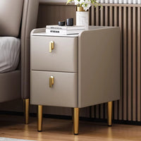 Ultra-Narrow Rock Board Nightstand, Modern Minimalist Leather Storage Cabinet, Light Luxury Small 25cm High Mini Bedside Table