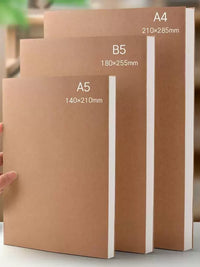 A5/B5 Blank Kraft Paper Notebook Set for Students, 256 Pages, Unlined/Lined/Grid Options
