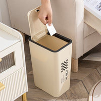 Slim Press-Top Trash Can with Lid for Bathroom & Home, 10L