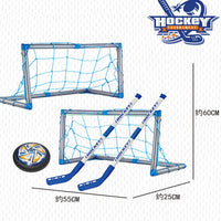 Kids' Portable Hover Soccer Ball Game Set with Goals and Hockey Sticks, Indoor/Outdoor Interactive Toy