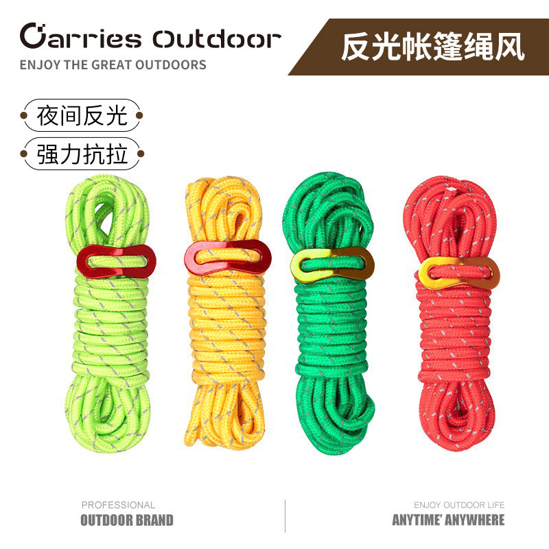 Reflective Guy Ropes with Tensioners for Tents and Tarps, 4m Thickened Windproof Camping Rope