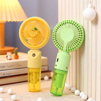 Cartoon Figurine USB Rechargeable Handheld Misting Fan with 3 Speeds