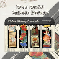 Vintage Floral & Mushroom Magnetic Bookmarks for Reading, Decorative Page Markers
