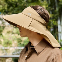 Men's Summer UV Protection Sun Hat with Neck Flap, Breathable Ice Silk Wide Brim Empty Top for Outdoor Hiking
