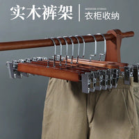 Premium Solid Wood Pants Hangers with Non-Slip Clips for Home and Retail