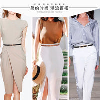 Women's Reversible Genuine Leather Dress Belt with Gold Buckle