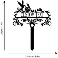Minimalist Hummingbird Metal Garden Sign Stake, Decorative Hollow Line Art