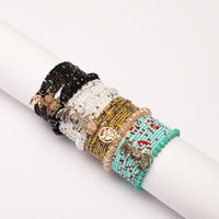 Bohemian Handmade Multi-layer Seed Bead Tree of Life Pendant Stretch Bracelet Set