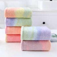 Rainbow Gradient Coral Fleece Hair Drying Towel Cap for Women