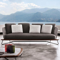 Nordic Outdoor Teak Woven Rattan Sofa Set for Patio Garden Villa, Waterproof