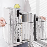 Acrylic Desktop Organizer Box for Books and Stationery, Clear Storage for Dorm and Office