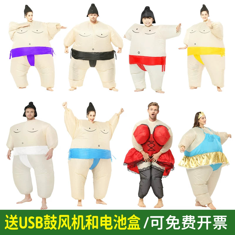 Inflatable Sumo Wrestler Costume for Adults and Kids - Halloween, Cosplay, and Party Wear