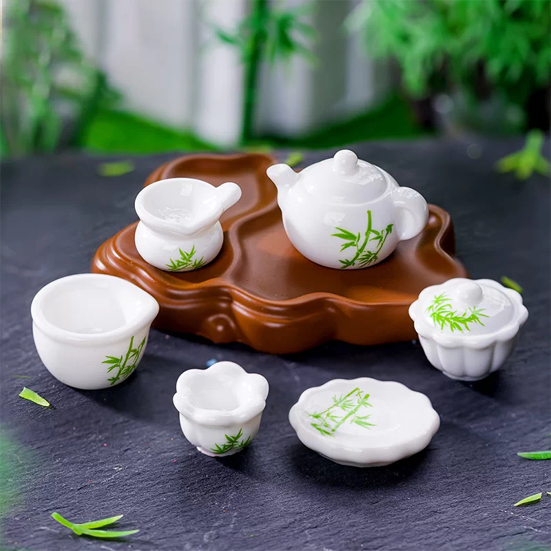 Miniature Dollhouse Tea Set Accessories for DIY Decoration