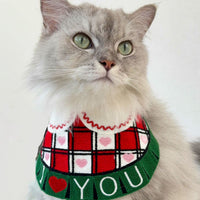 Christmas Pet Bib Collar with Ruffled Lace and Embroidery for Cats and Dogs