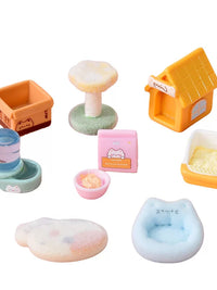 Miniature Cat House & Furniture Set for Dollhouse DIY