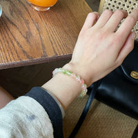 Ice-Grade Peach Blossom Agate Peacock Agate Beaded Bracelet