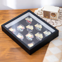 Magnetic Display Frame with Soft Magnetic Board and Buckles for Refrigerator, 7-8 Inch Storage Box for Badges and Collectibles