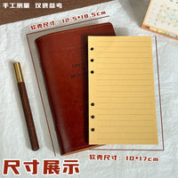 A6 Refillable Kraft Paper Notebook with Soft Leather Cover, Vintage Style for Office and Business, Detachable Lined Pages