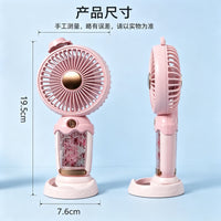Cute Cartoon Handheld Mini Fan with Stand, USB Rechargeable Desktop Fan for Kids, Festival Gift Toy