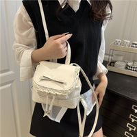 Casual Solid Color PU Leather Backpack for Women, Fashionable Korean Style School Bag